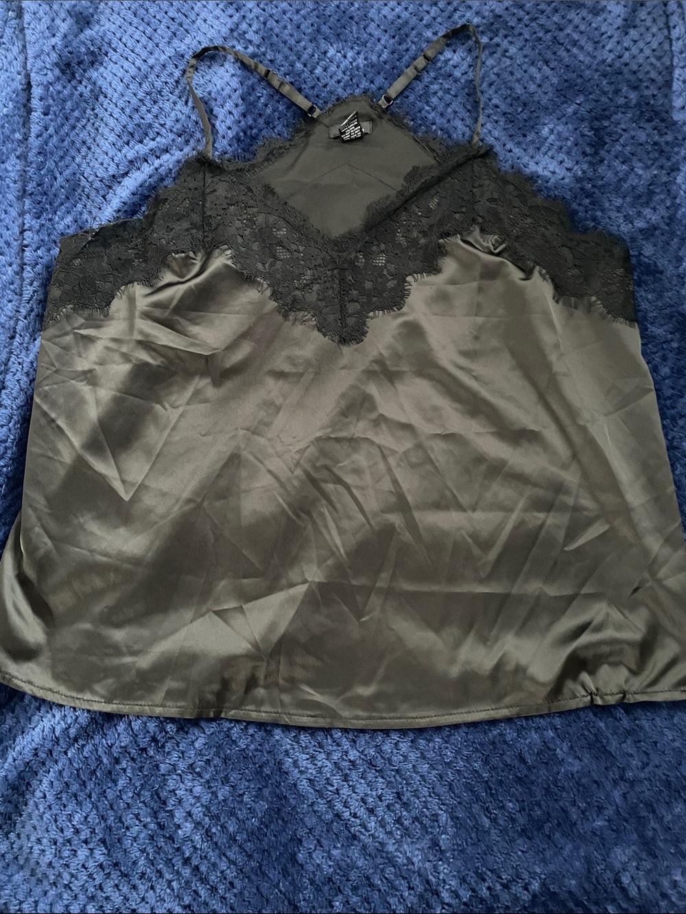 Black Lace Satin Cami Top
